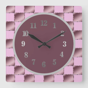Baby Kinderzimmer Seide Rosa Lila Square Muster Qu Quadratische Wanduhr