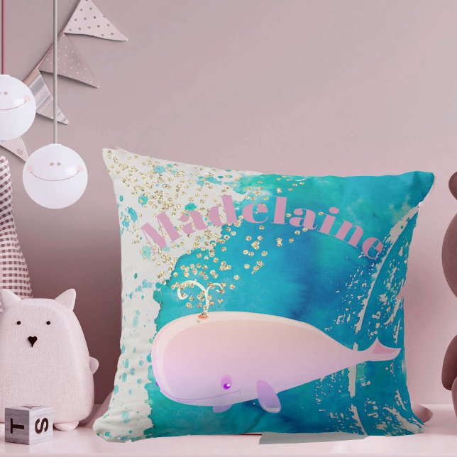 Baby Kinderzimmer Whale Sparkle Blue Pink Personal Kissen (Von Creator hochgeladen)