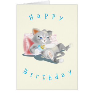 Baby Kitten Essmilch - Happy Birthday Your Text