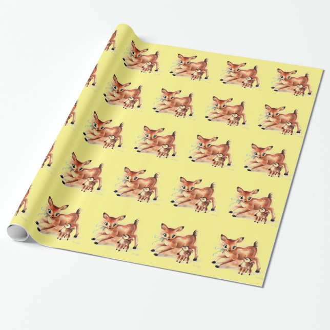 Baby-Kitz und Mutter Deer Cute Kitsch Geschenkpapier (Ungerollt)