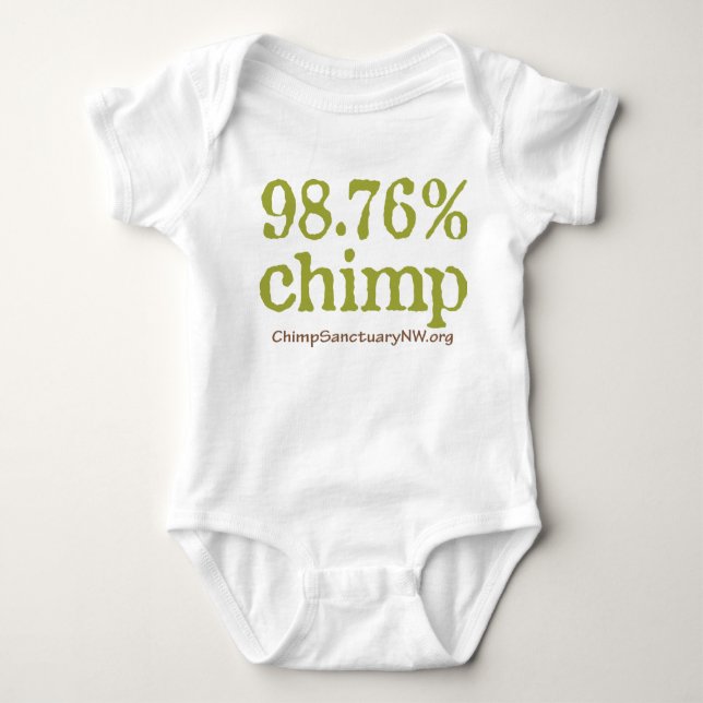 Baby-Kleidung mit dem Logo mit 98,76% Schimpansen! Baby Strampler (Vorderseite)