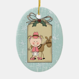Baby-Kleinkind-Kindercowgirl-Pony-Geschenk-Umbau Keramikornament