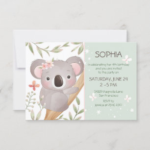 Baby Koala auf Tree Birthday Einladung