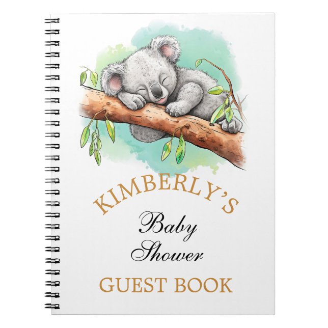 Baby Koala Baby Dusche Personalisiert Gästebuch Notizblock (Vorderseite)