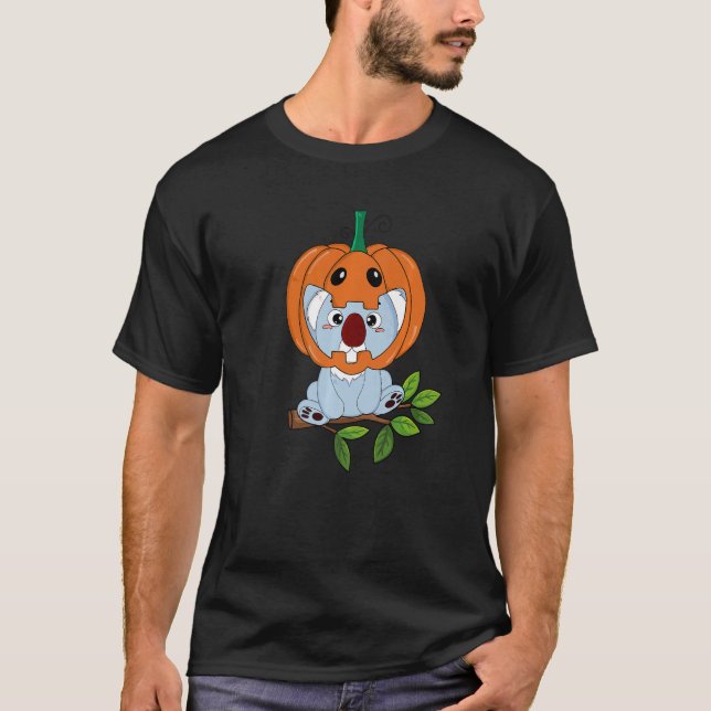Baby Koala Bär mit Pumpkin Helm Halloween Com T-Shirt (Vorderseite)