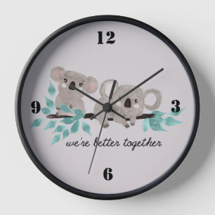Baby-Koala-Bären-Wanduhr Uhr