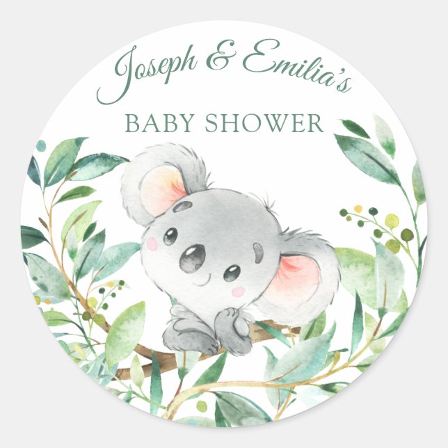 Baby Koala Bear Babydusche Runder Aufkleber (Vorderseite)