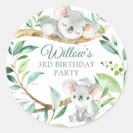 Baby Koala Bear Custom Geburtstagsparty Runder Aufkleber