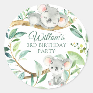 Baby Koala Bear Custom Geburtstagsparty Runder Aufkleber