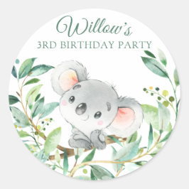 Baby Koala Bear Custom Geburtstagsparty Runder Aufkleber