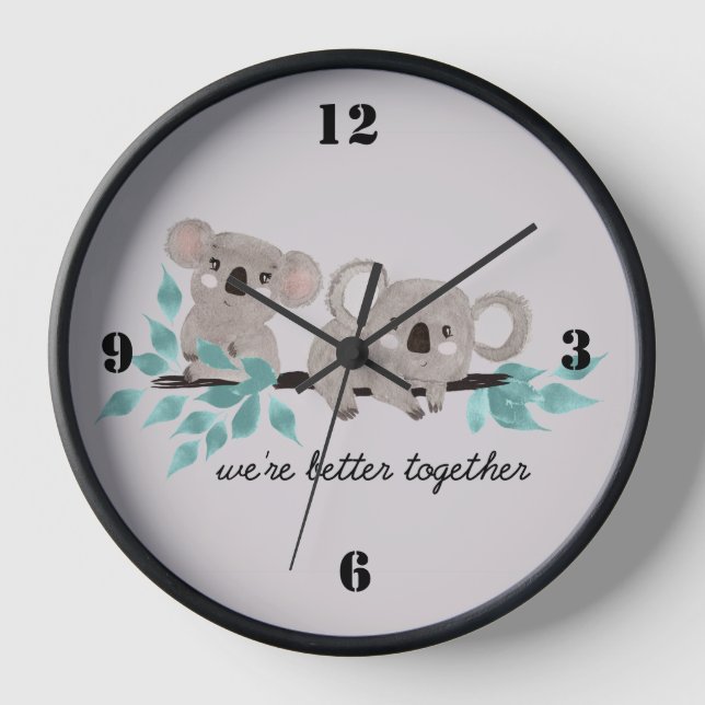 Baby Koala Bears Wall Clock Uhr (Vorderseite)