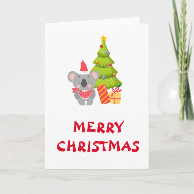 Baby Koala Christmas Folded Greeting Card Karte (Vorderseite)