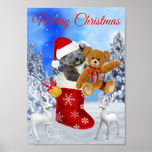 BABY KOALA CHRISTMAS MIT TEDDY POSTER (Vorne)
