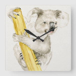 Baby Koala   Cute & Furry Quadratische Wanduhr