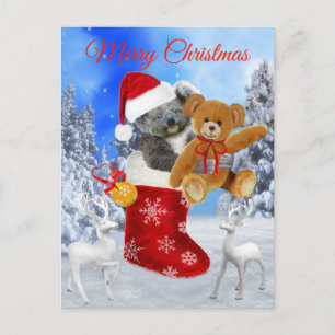 BABY-KOALA-WEIhnachten MIT TEDDYBÄR Feiertagspostkarte