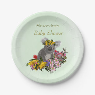 Baby Koala Wildblume Green Pappteller