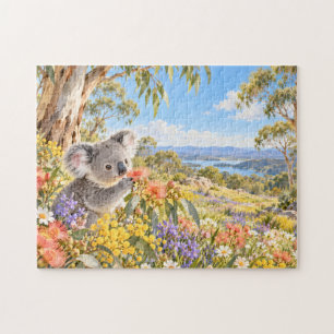 Baby-Koala-Wildflower-Naturkunst Puzzle