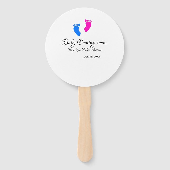 Baby kommt bald Baby Dusche Blue Pink Babyfüße Fächer (Vorderseite)