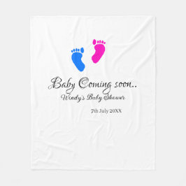 Baby kommt bald Baby Dusche Blue Pink Babyfüße Fleecedecke