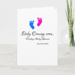 Baby kommt bald Baby Dusche Blue Pink Babyfüße Karte
