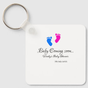 Baby kommt bald Baby Dusche Blue Pink Babyfüße Schlüsselanhänger