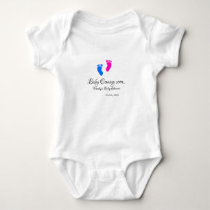 Baby kommt bald Baby Dusche Blue Pink Babyfüße Strampler