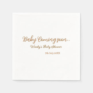 Baby kommt bald Baby-Party braun rosa Namens Trend Serviette