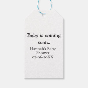 Baby kommt bald Baby-Party Name Datum Schreibmasch Geschenkanhänger