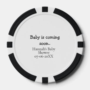 Baby kommt bald Baby-Party Name Datum Schreibmasch Pokerchips