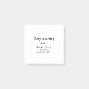 Baby kommt bald Baby-Party Name Datum Schreibmasch Post-it Klebezettel