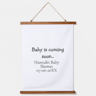 Baby kommt bald Baby-Party Name Datum Schreibmasch Wandteppich Mit Holzrahmen