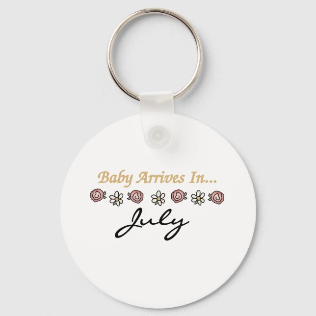 Baby kommt im Juli Schlüsselanhänger (Vorderseite)
