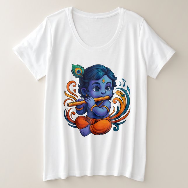 Baby Krishna mit Flute - Peace Vibes | Lebhaftes 3 Große Größe T-Shirt (Design vorne)