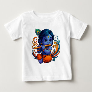 Baby Krishna mit Flute - Peace Vibes Lebhaftes 3 T-shirt