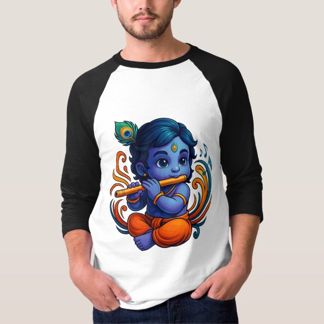 Baby Krishna mit Flute - Peace Vibes | Lebhaftes 3 T-Shirt (Vorderseite)