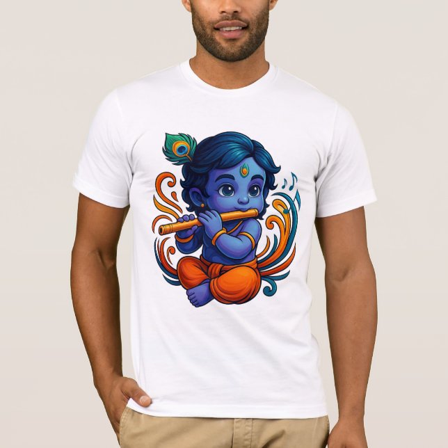 Baby Krishna mit Flute - Peace Vibes | Lebhaftes 3 T-Shirt (Vorderseite)