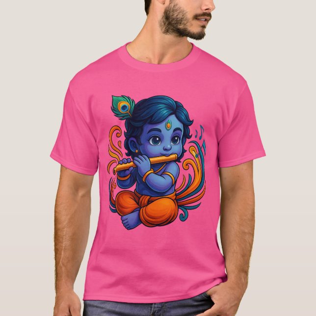 Baby Krishna mit Flute - Peace Vibes | Lebhaftes 3 T-Shirt (Vorderseite)