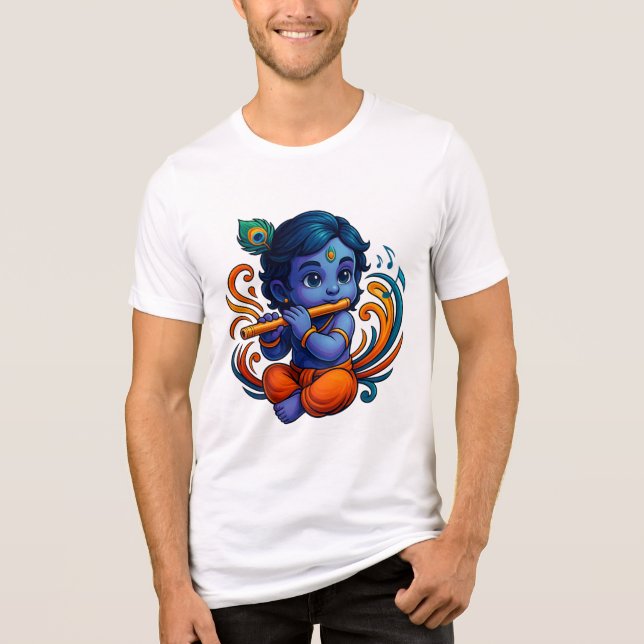 Baby Krishna mit Flute - Peace Vibes | Lebhaftes 3 Tri-Blend Shirt (Vorderseite)