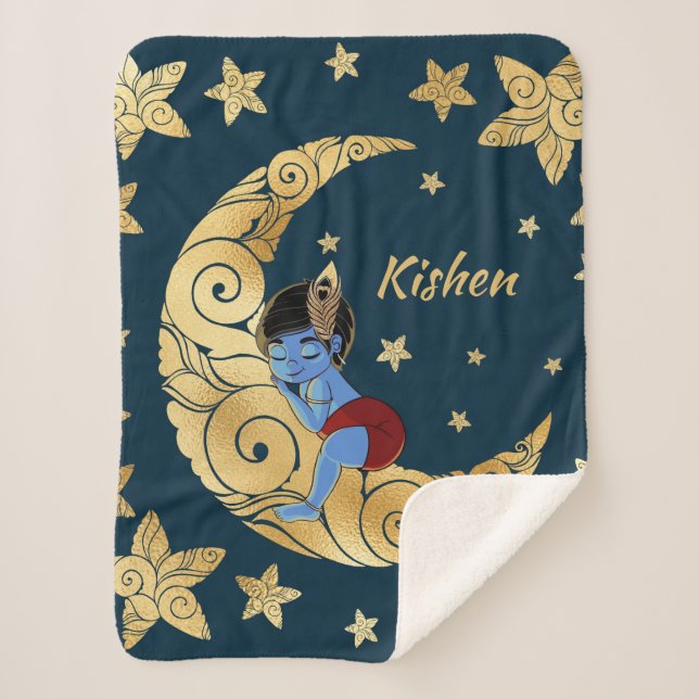 Baby Krishna sleeping on the moon Sherpadecke (Vorderseite)