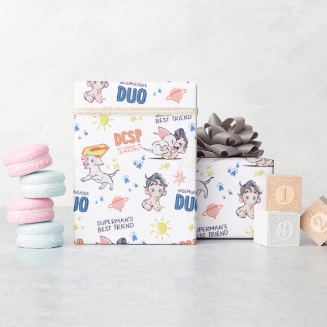 Baby Krypto & Superman Pattern Geschenkpapier (Babyparty)