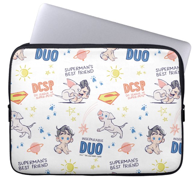 Baby Krypto & Superman Pattern Laptopschutzhülle (Vorderseite)