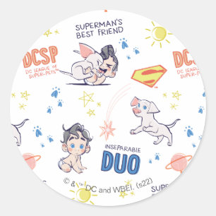 Baby Krypto & Superman Pattern Runder Aufkleber