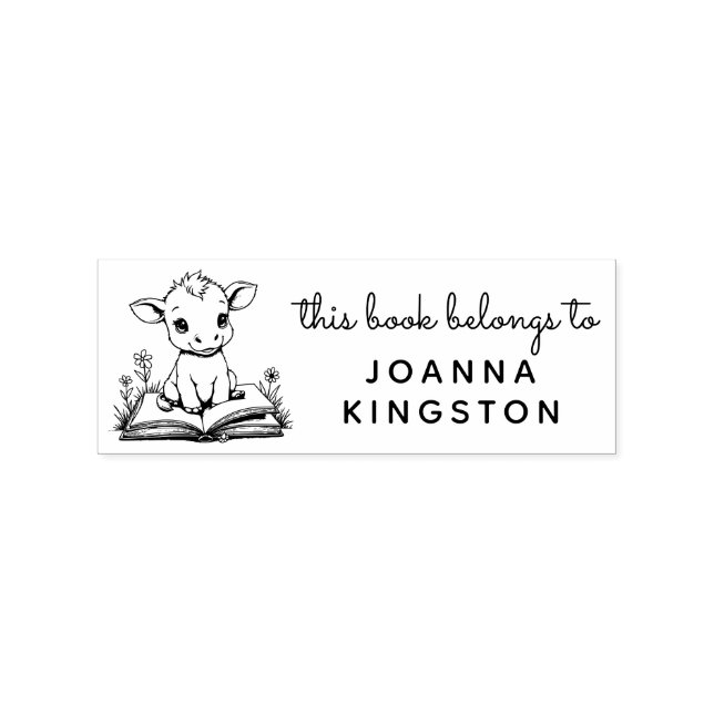 Baby-Kuh-Geschichtenbuch Ex Libris Stempel (Prägung)