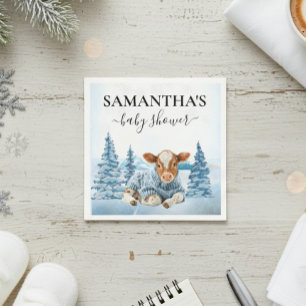 Baby Kuh Kalb Weihnachten Winter Bauernhof Serviette