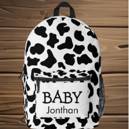 Baby Kuh Schwarz und Weiß Cowhide Texturen Bedruckter Rucksack