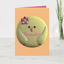 Baby Küken niedlich gelb und rosa gürtelige Feder Karte