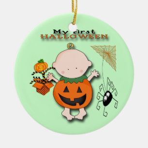 Baby-Kürbis meine 1. runde Verzierung Halloweens Keramik Ornament