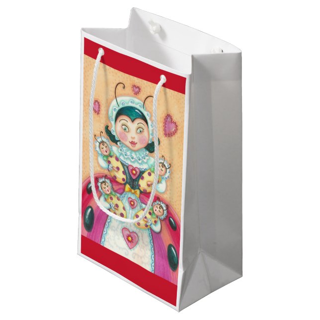 Baby Ladybugs Family GIFT BAG *Anpassen Kleine Geschenktüte (Vorderseite Schrägansicht)