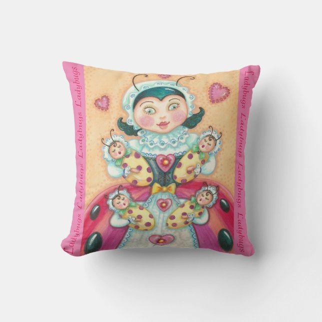 Baby Ladybugs Family THROW PILLOW "LADYBUGS" Kissen (Vorderseite)