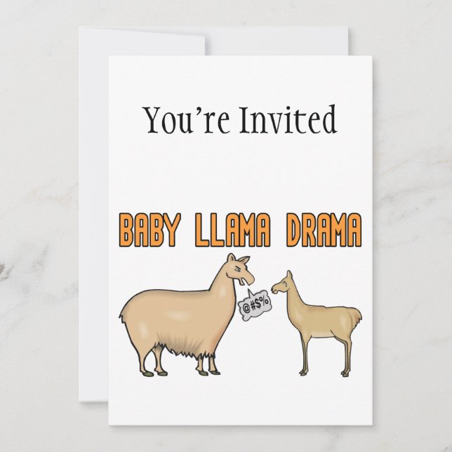 Baby-Lama-Drama Einladung (Vorderseite)
